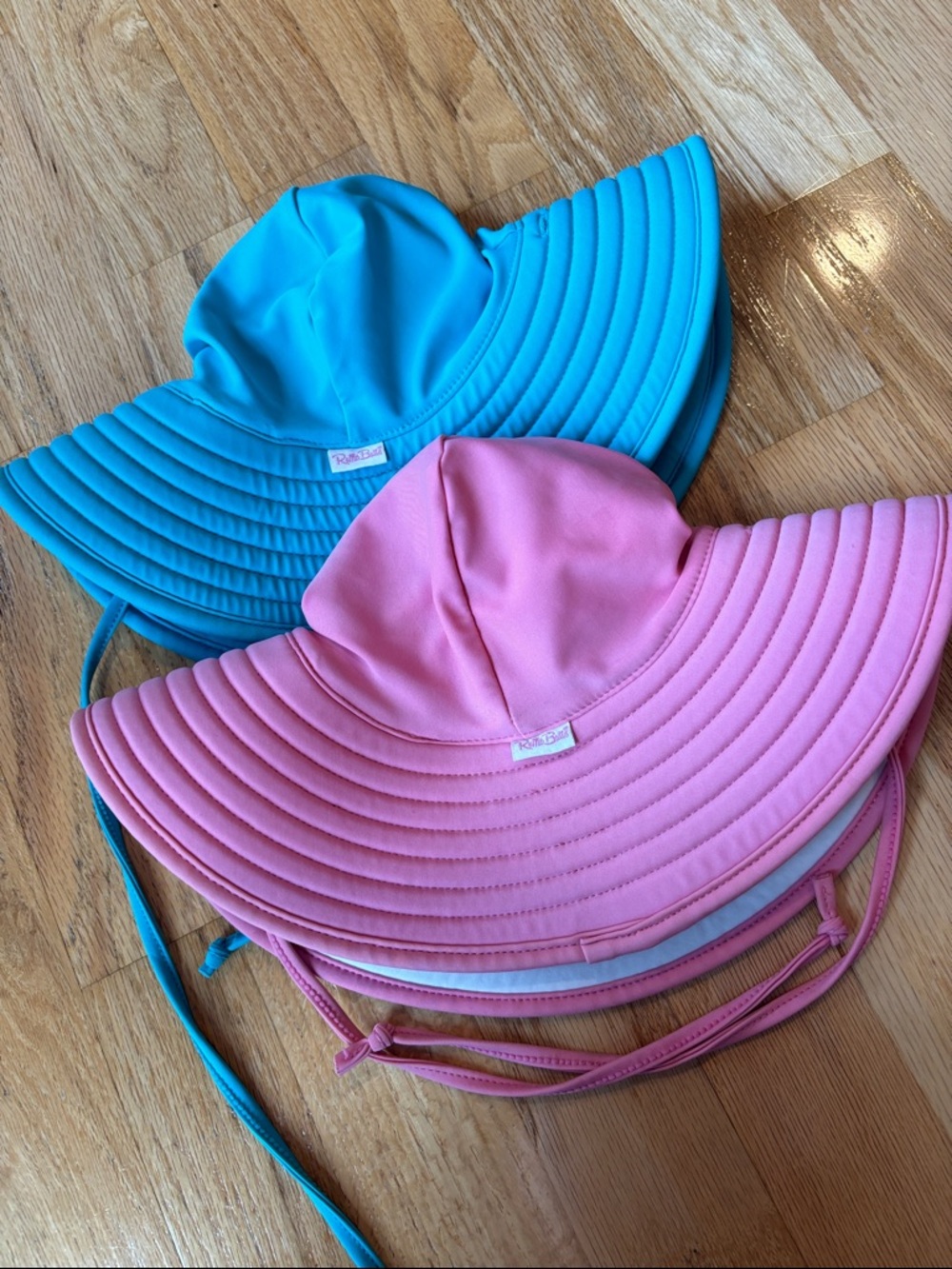 Ruffle Butts Pink and Turquoise Wide-Brim Sun Hats Set